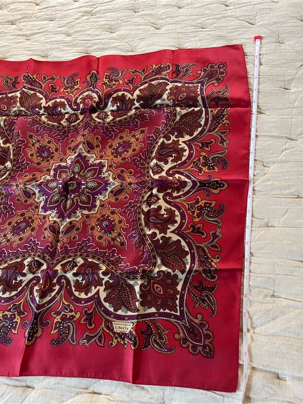 Vintage Liberty of London Red Paisley Silk Neck Scarf - Picture 7 of 7